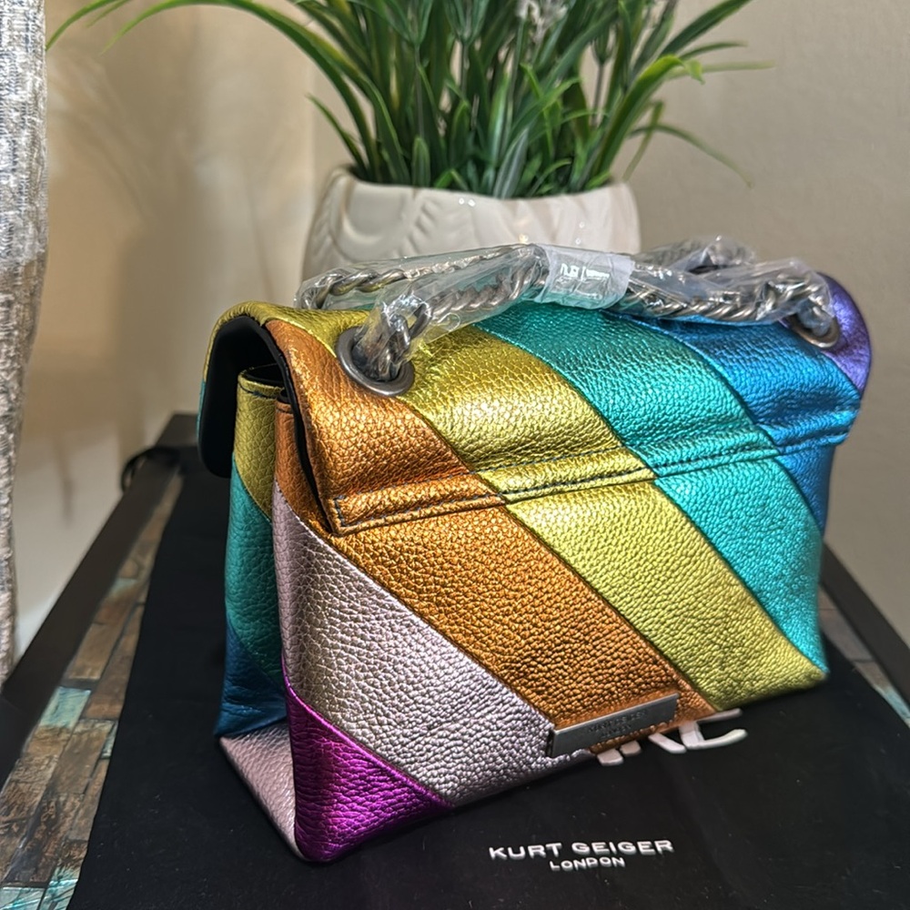 Kurt Geiger Rainbow Metallic Diagonal Stripe Shoulder Bag - Picture 14 of 16